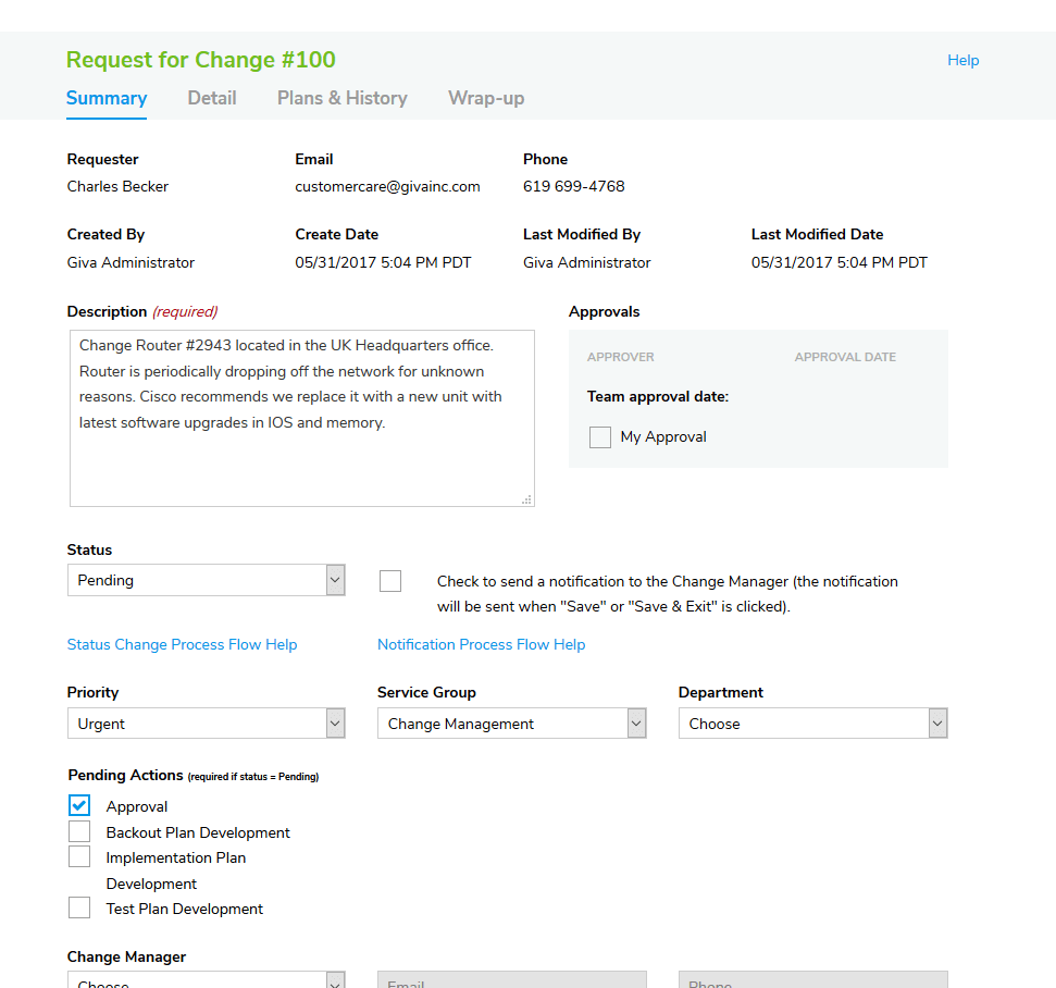 Escalate Urgent Change Management Requests