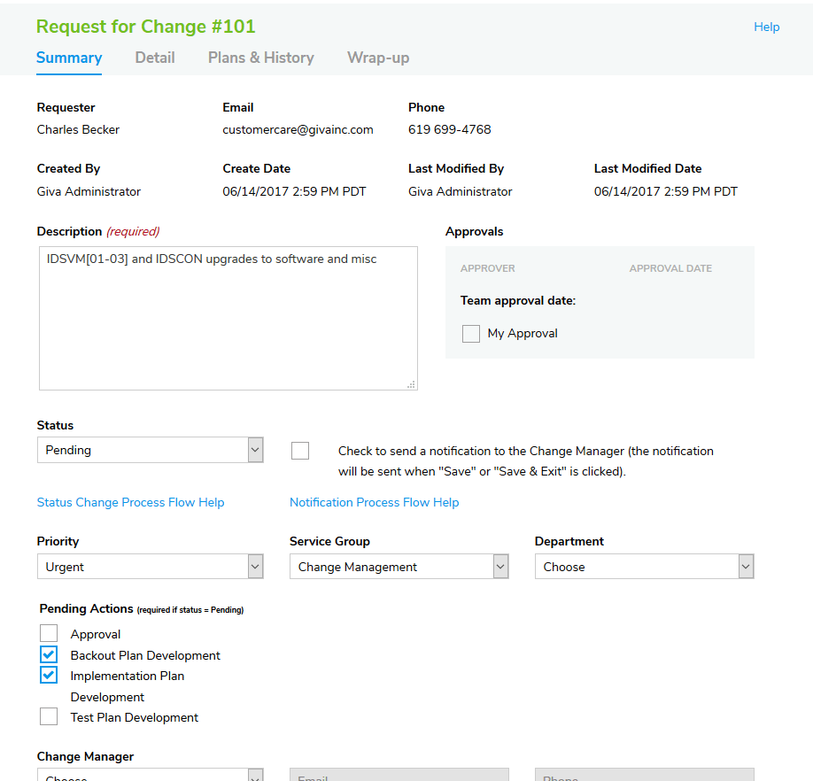 Change Management Pending RFC