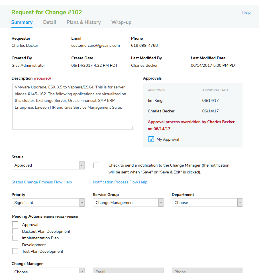 Change Management RFC Summary